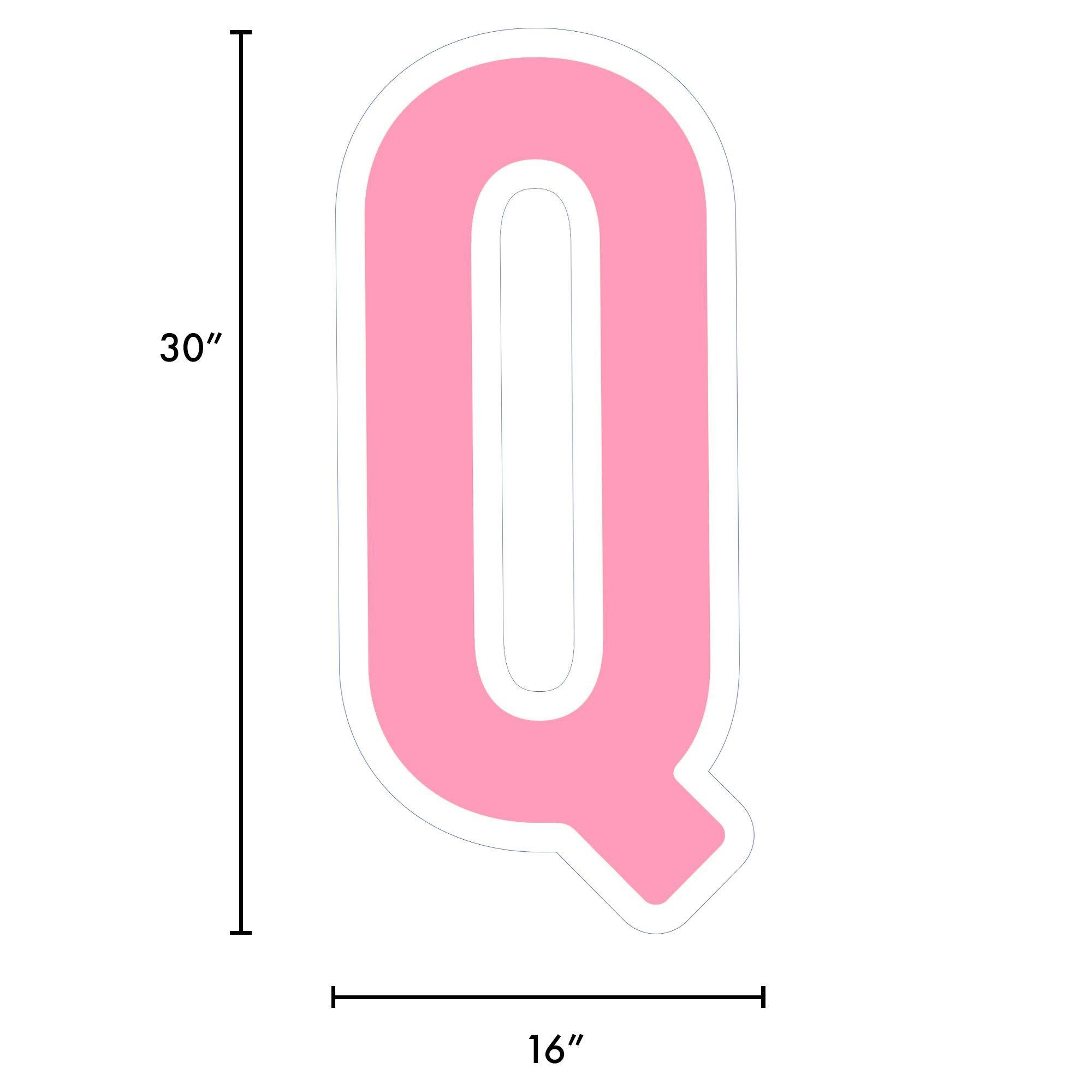 Pink Letter (Q) Corrugated Plastic Yard Sign, 30in